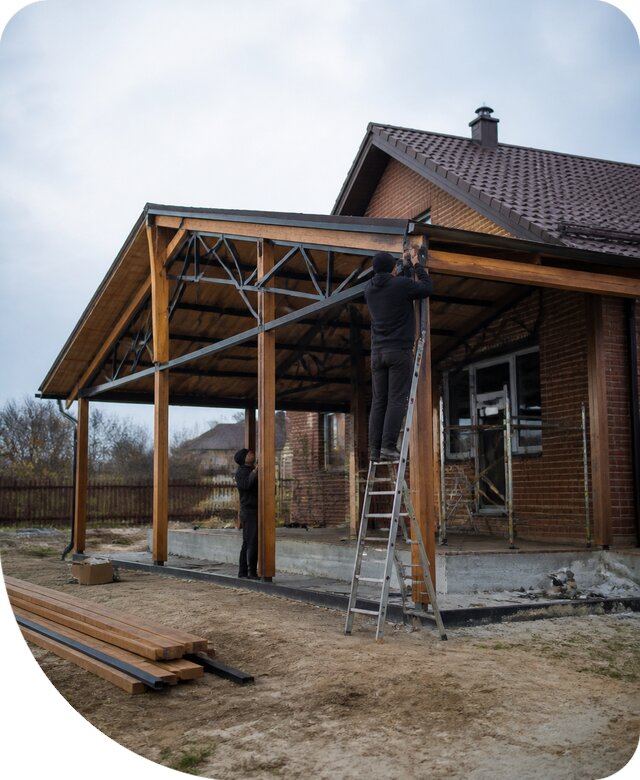 Пристройка навеса к дому и участку в Зеленокумске под ключ